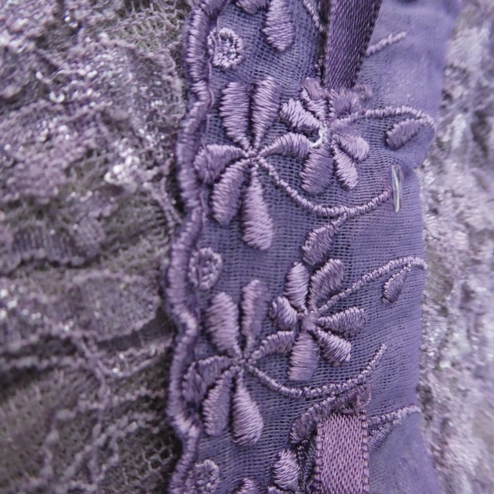 SOLD Y2K Summer Purple Top Nylon Spandex Floral Lace Lined Tank Grunge Fairy - Picture 2 of 7